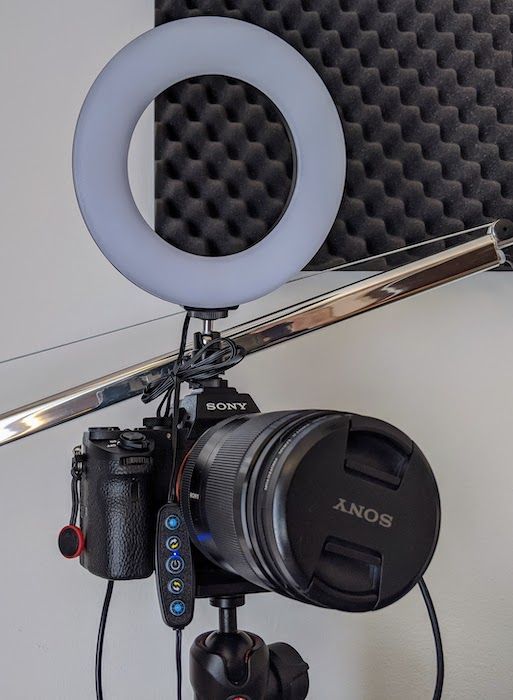 A LED ring light attached on the hot shoe mount of my Alpha 7 Mark 2.