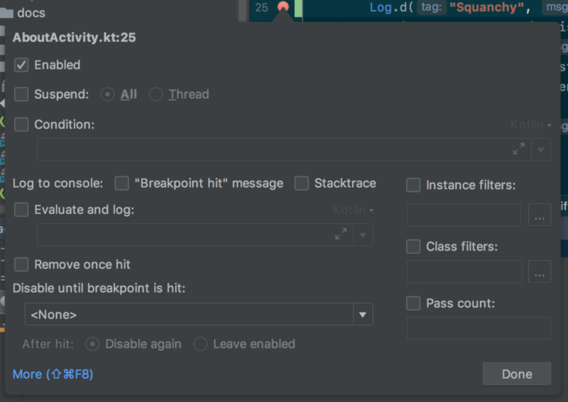 step by step debug android studio